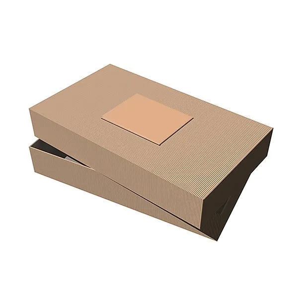 24" x 14" x 4" Kraft Pinstripe Apparel Debossed Box (Q390322)