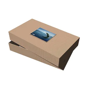 24" x 14" x 4" Kraft Pinstripe Apparel Debossed Box (Q390322)