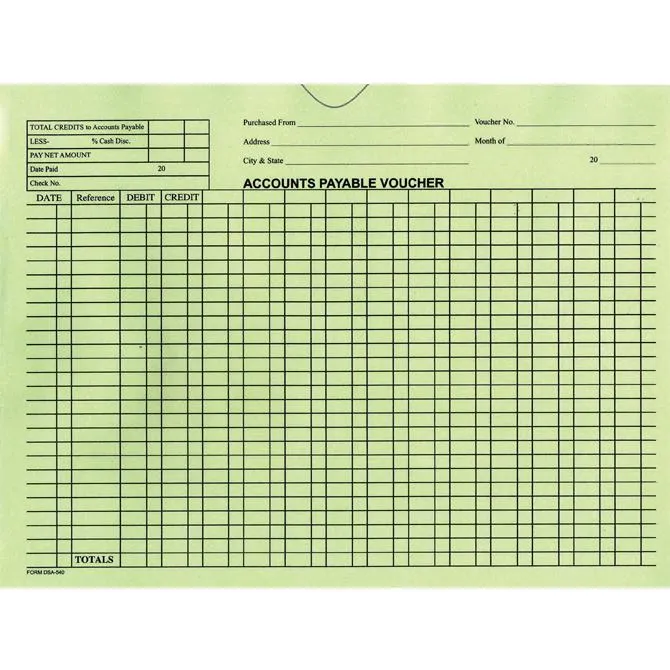 Accounts Payable Voucher Envelopes  - General Accounting Style (100 Per Box)
