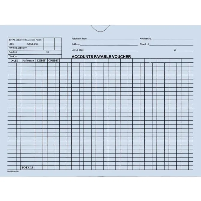 Accounts Payable Voucher Envelopes  - General Accounting Style (100 Per Box)