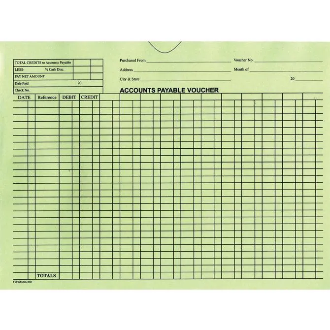 Accounts Payable Voucher Envelopes  - General Accounting Style (500 Per Box)