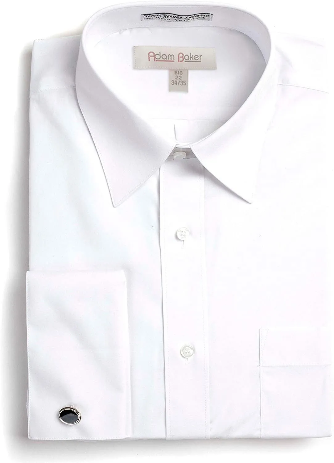 Adam Baker Men’s Big & Tall Long Sleeve French Cuff Formal Solid Dress Shirt
