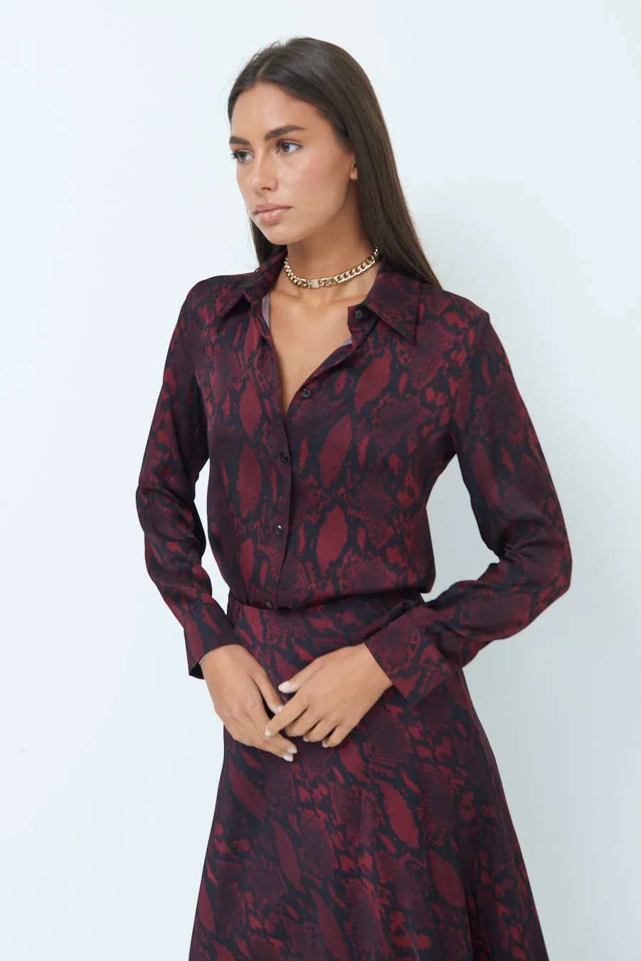 Bold snakeskin print blouse wholesale