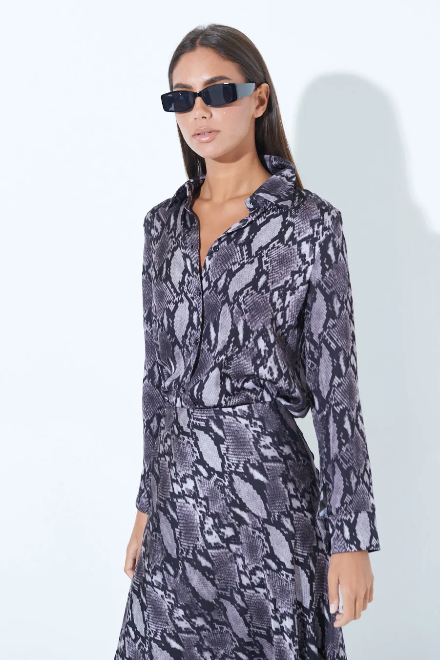 Bold snakeskin print blouse wholesale