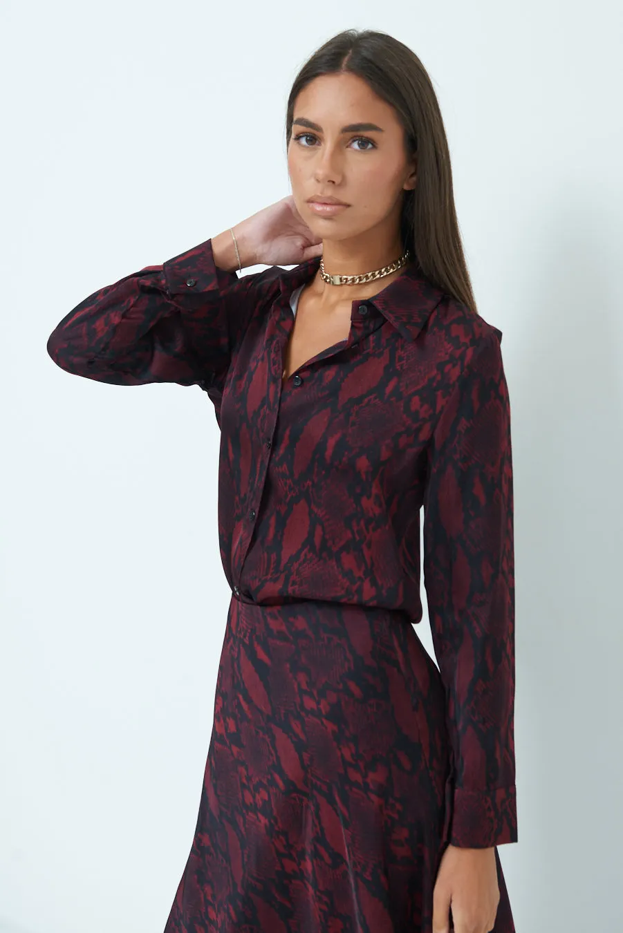 Bold snakeskin print blouse wholesale