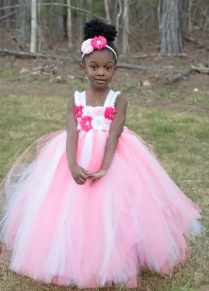 Coral Summer Wedding Flower Girl Tutu Dress