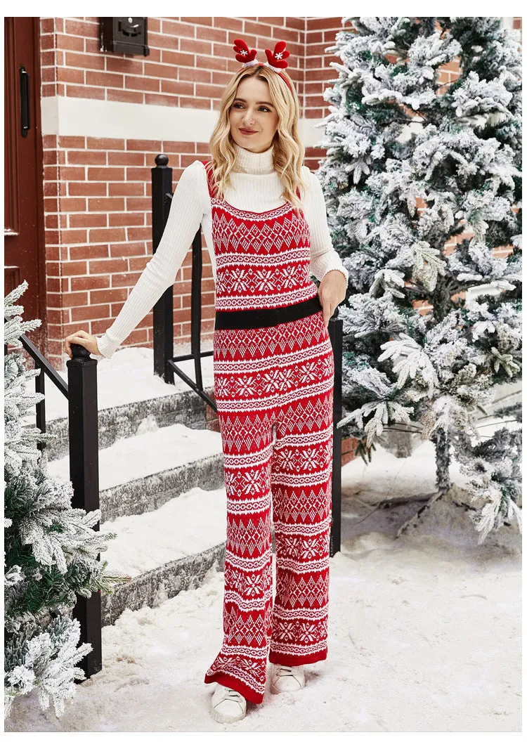 Diana Christmas Knit Overalls Women Jumpsuit