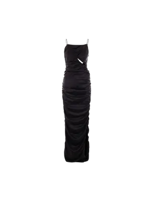 Draped Satin Evening Dress