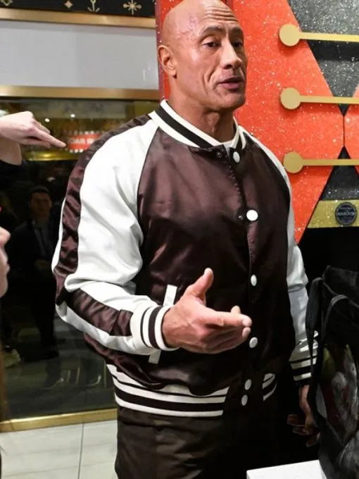 Dwayne Johnson Varsity Leather Jacket by TJS