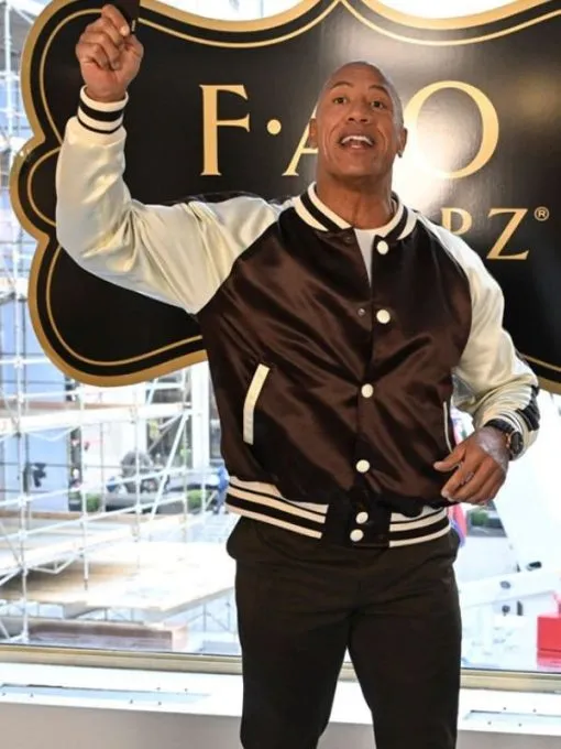 Dwayne Johnson Varsity Leather Jacket by TJS