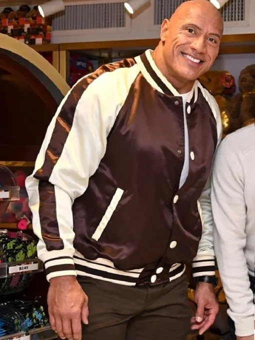 Dwayne Johnson Varsity Leather Jacket by TJS