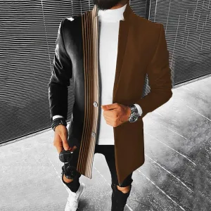E-Money Mocha Chocolate New Fashion Stand Collar Top Mid-Length Coat