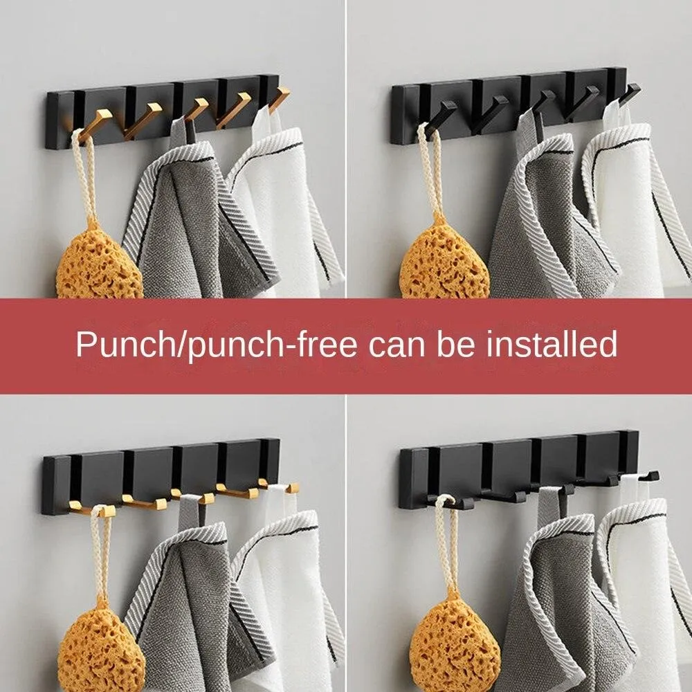 Elegant Black and Gold Foldable Wall Hook Rack for Stylish Storage Solutions