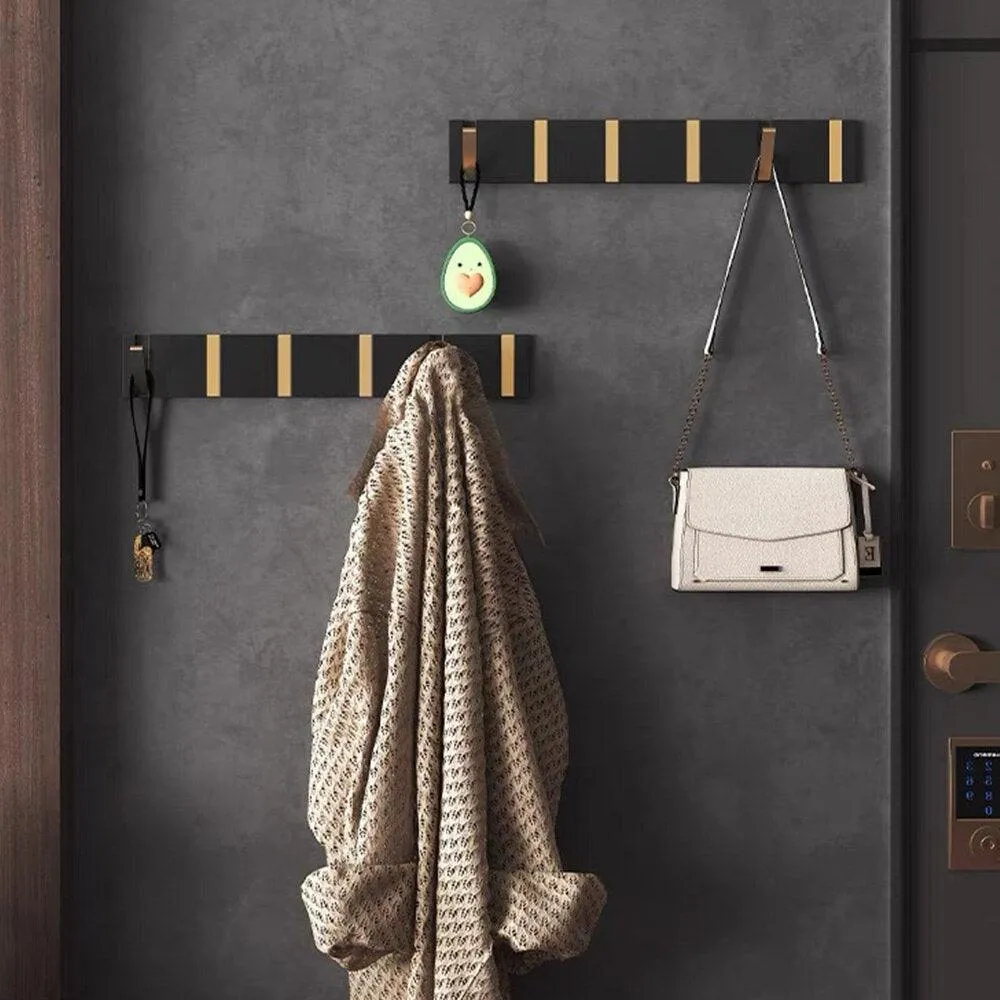 Elegant Black and Gold Foldable Wall Hook Rack for Stylish Storage Solutions