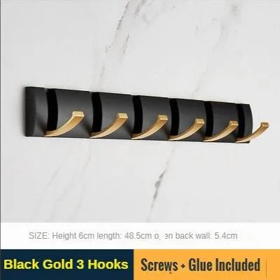 Elegant Black and Gold Foldable Wall Hook Rack for Stylish Storage Solutions
