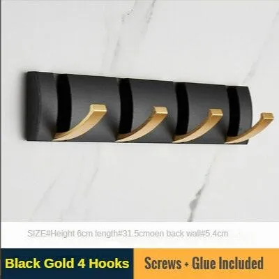 Elegant Black and Gold Foldable Wall Hook Rack for Stylish Storage Solutions