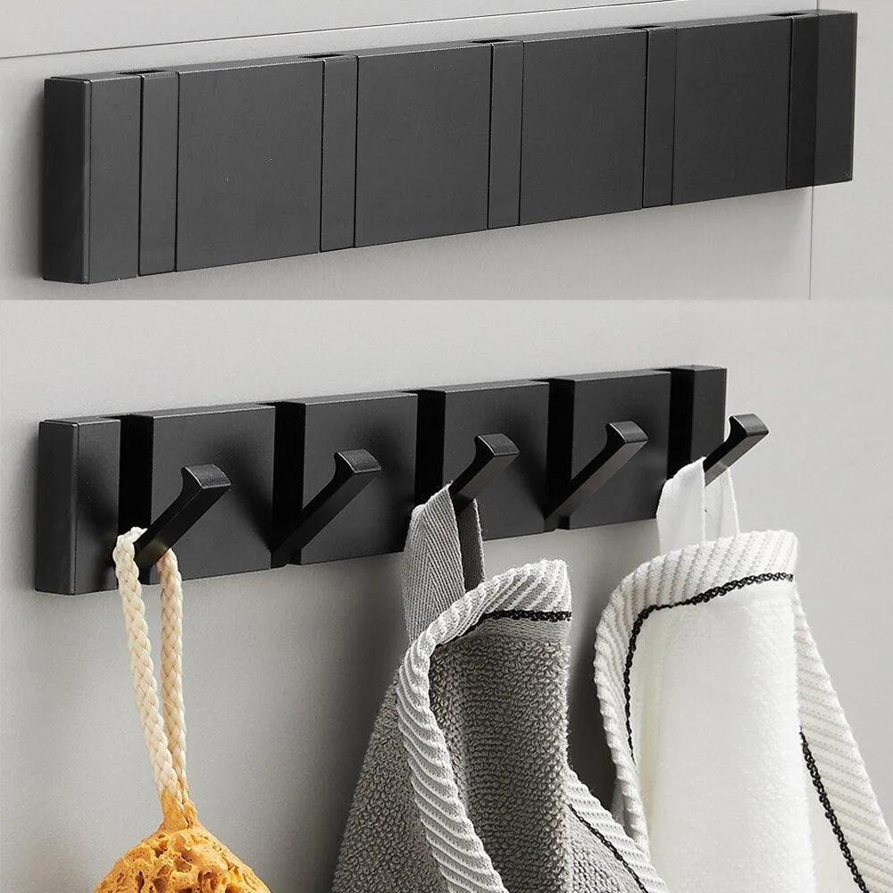 Elegant Black and Gold Foldable Wall Hook Rack for Stylish Storage Solutions