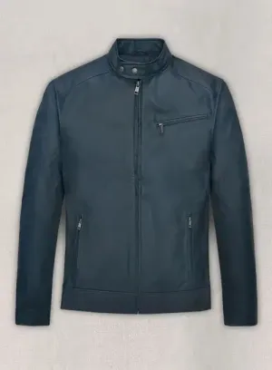Elegant Michael Fassbender Soft Winsor Blue Leather Jacket By TJS