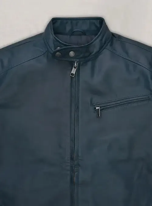 Elegant Michael Fassbender Soft Winsor Blue Leather Jacket By TJS