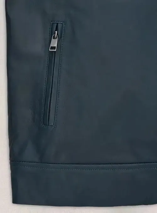 Elegant Michael Fassbender Soft Winsor Blue Leather Jacket By TJS
