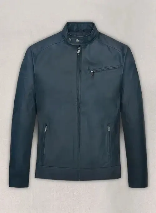 Elegant Michael Fassbender Soft Winsor Blue Leather Jacket By TJS