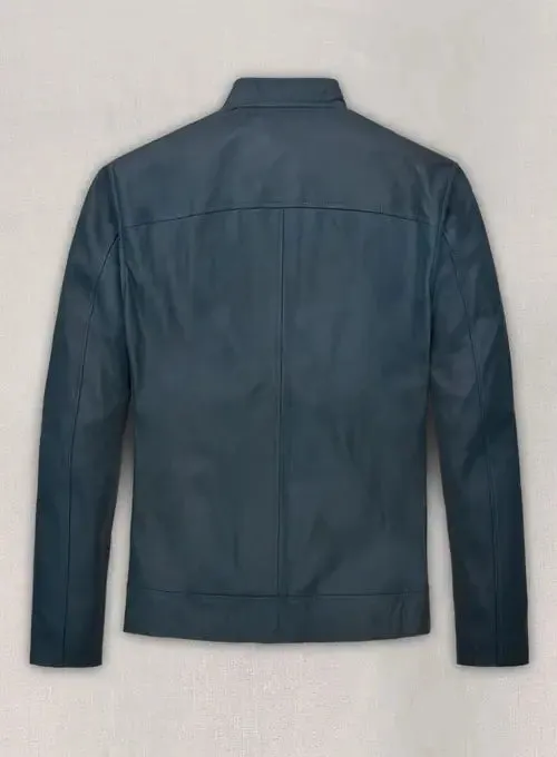 Elegant Michael Fassbender Soft Winsor Blue Leather Jacket By TJS