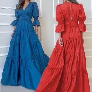 Elegant Women's Fashion Long Sleeve Midi Dress