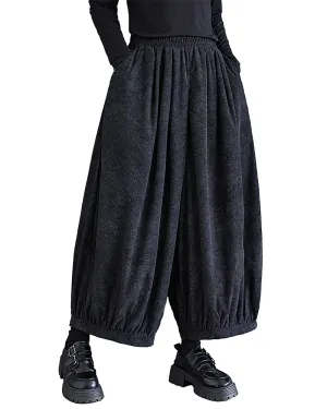 ellazhu Women's Pants Elastic Waist Two Side Pockets Solid Color Baggy Loose Oversize Trouser GZ292