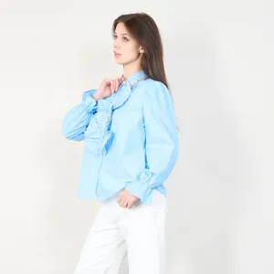 Embellished ruffle front blouse wholesale