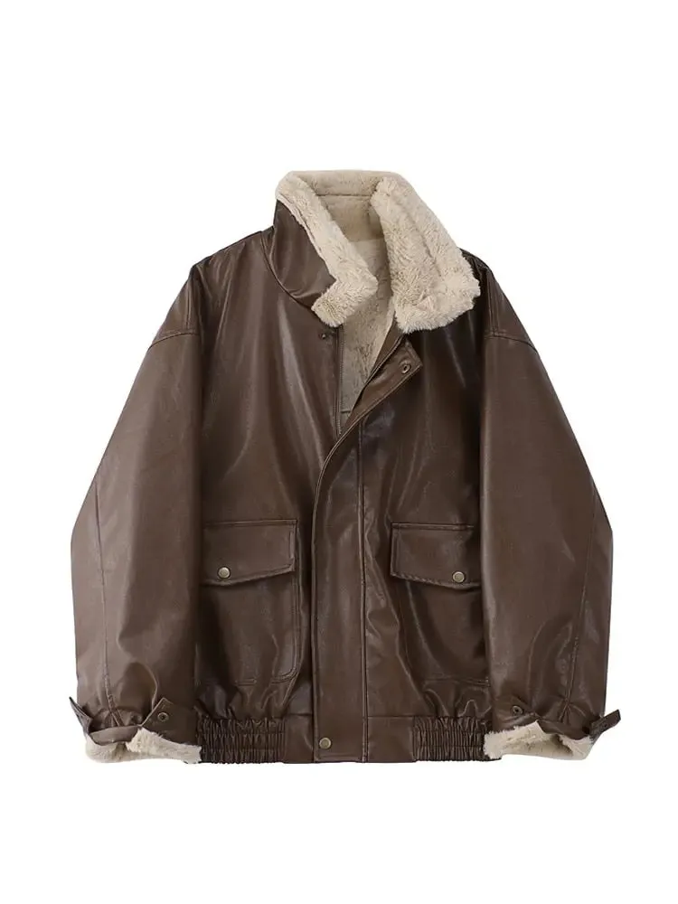 Fur Leather Long Sleeved Thickened Jacket For Women