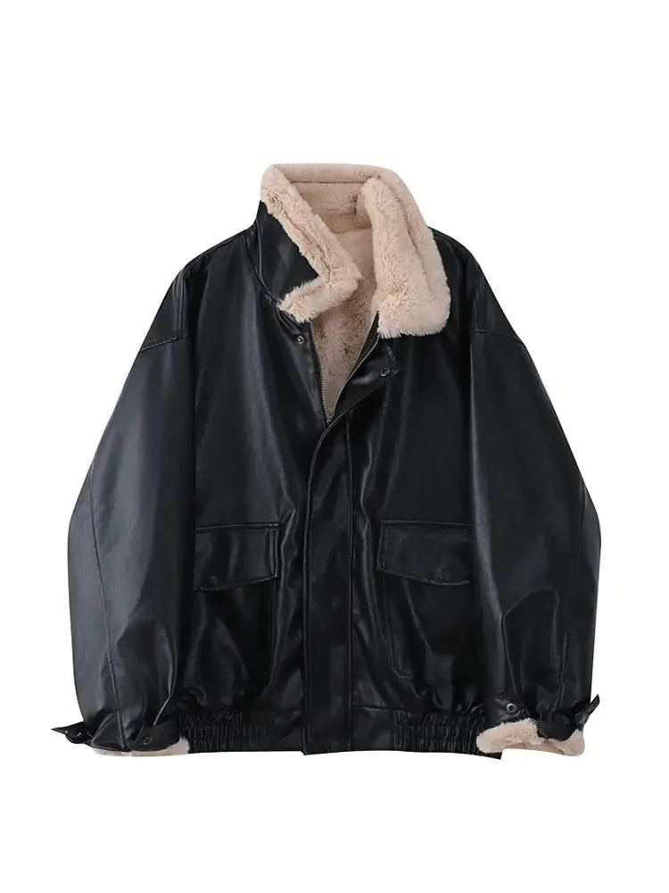 Fur Leather Long Sleeved Thickened Jacket For Women