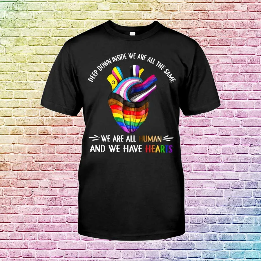 Gaymer Shirt, Lesbian Shirt, We Are All Human And We Have Hearts, Pride T Shirts For LGBT