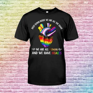 Gaymer Shirt, Lesbian Shirt, We Are All Human And We Have Hearts, Pride T Shirts For LGBT