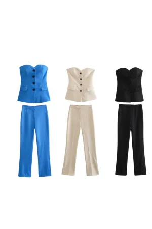 ’Gerda‘ Strapless Top & Split Straight Leg Pants (Sold Separately)