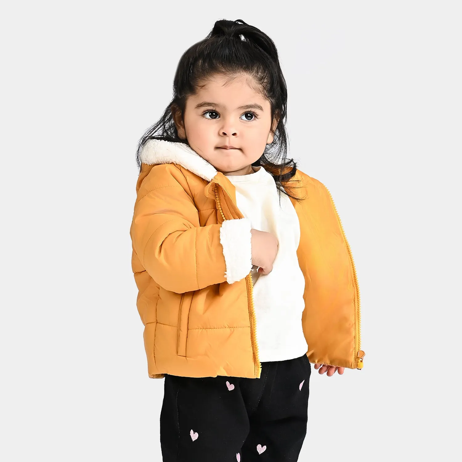Infant Girls Mix taffeta Quilted Jacket Bloated-Citrus