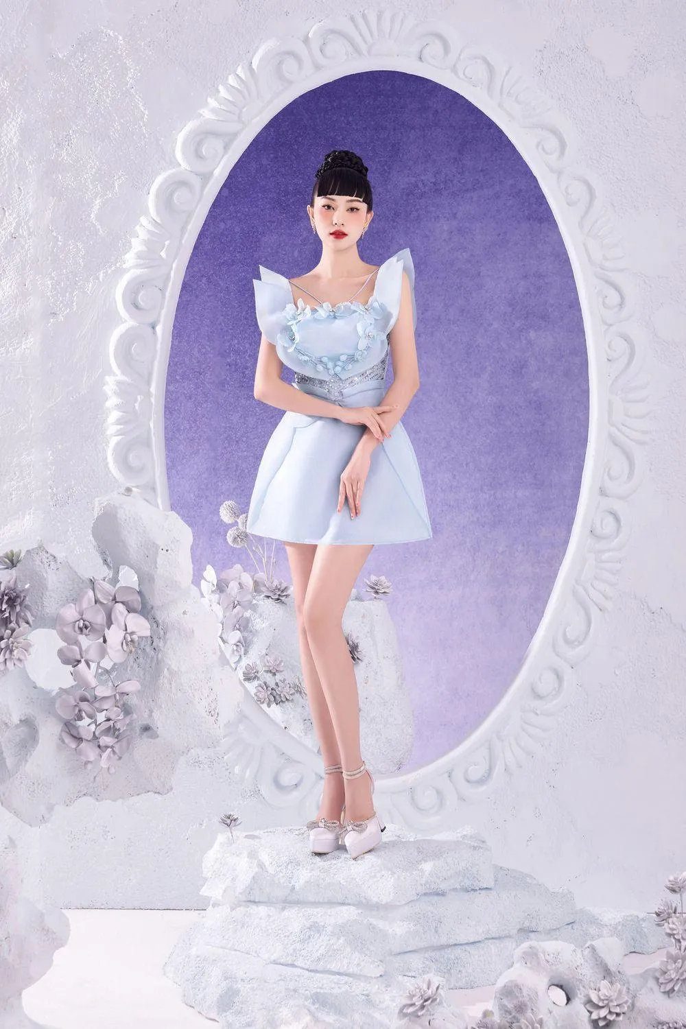 Irenee A-line Flutter Sleeved Organza Mini Dress