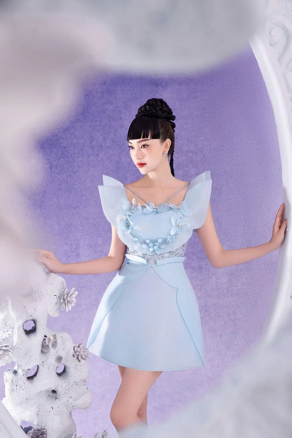 Irenee A-line Flutter Sleeved Organza Mini Dress