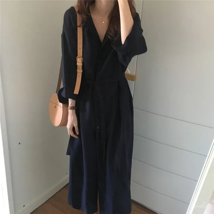 Korean Hong Kong CHIC Loose Coat Lace Slim Look Thin Mid-Length Windbreaker Women Outerwear