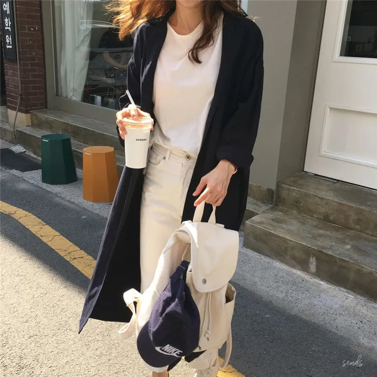Korean Hong Kong CHIC Loose Coat Lace Slim Look Thin Mid-Length Windbreaker Women Outerwear
