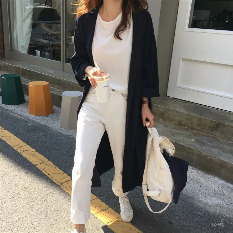 Korean Hong Kong CHIC Loose Coat Lace Slim Look Thin Mid-Length Windbreaker Women Outerwear