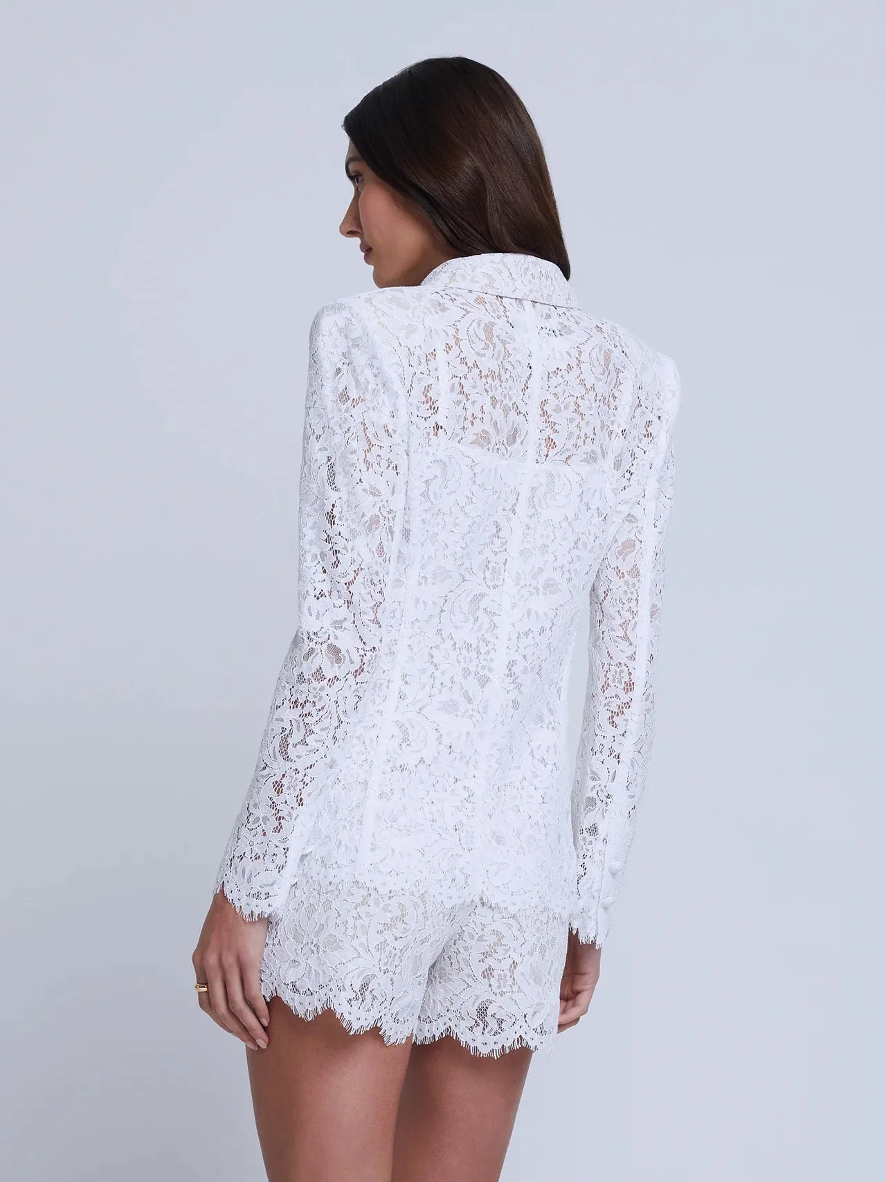 L'Agence Clementine Blazer in White Lace