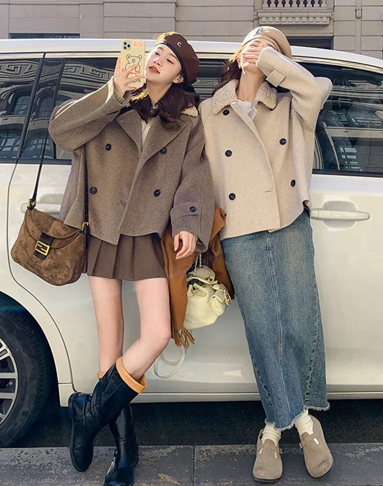 Lamb Woolen Small People High-End Women's Coat