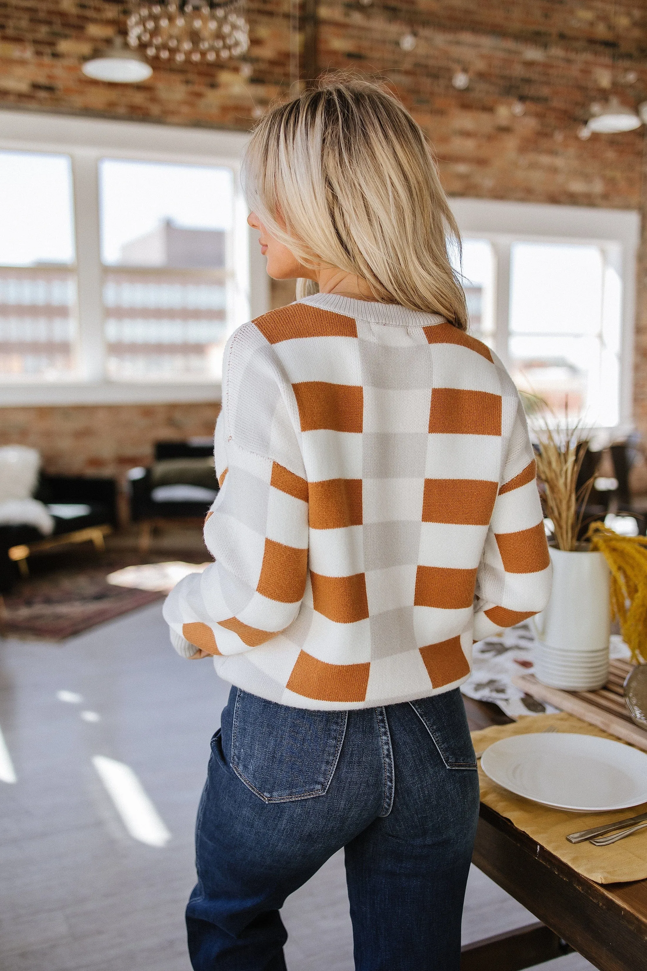 Larissa Checkered Knit Sweater | DROPSHIP