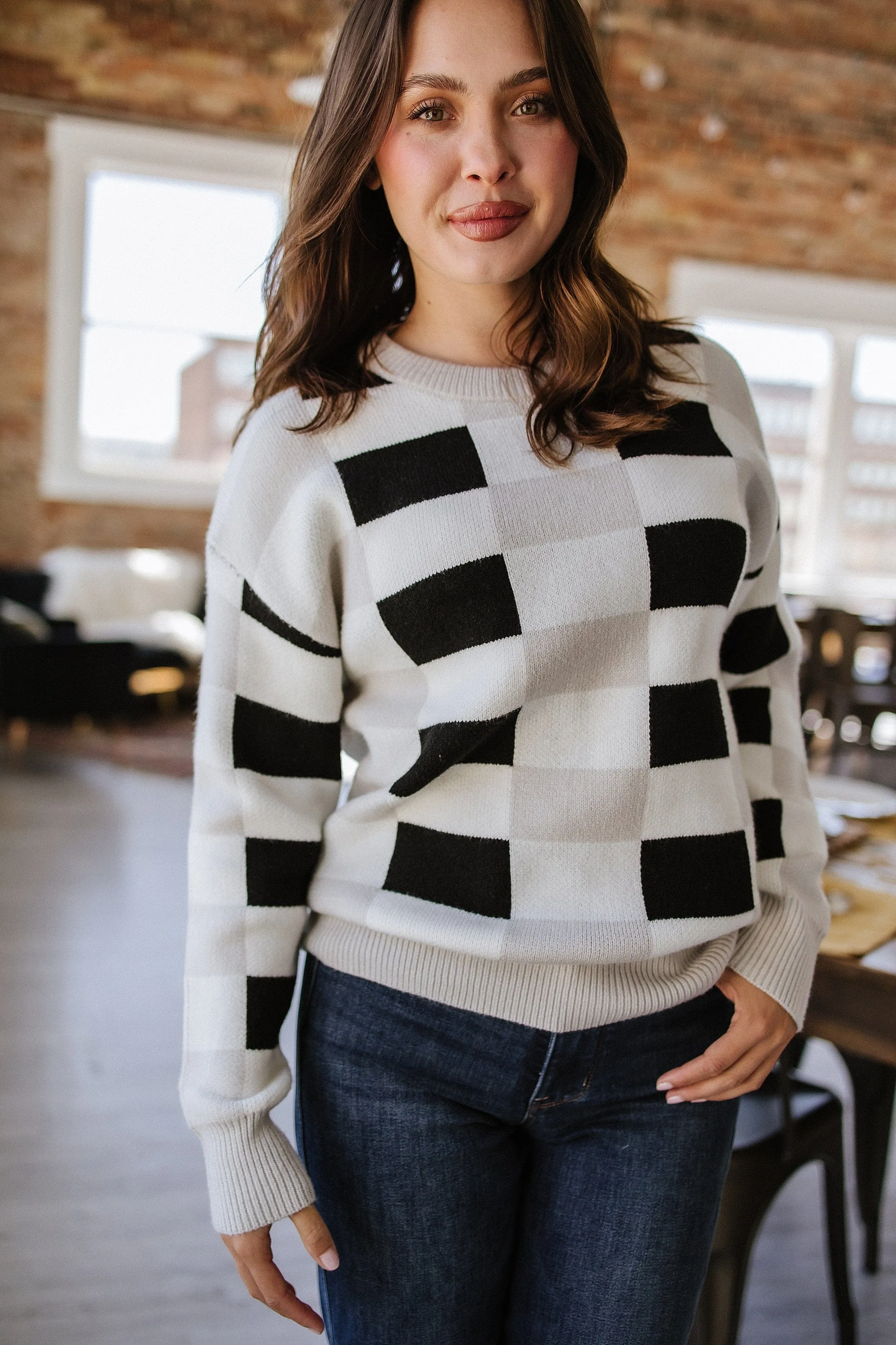 Larissa Checkered Knit Sweater | DROPSHIP