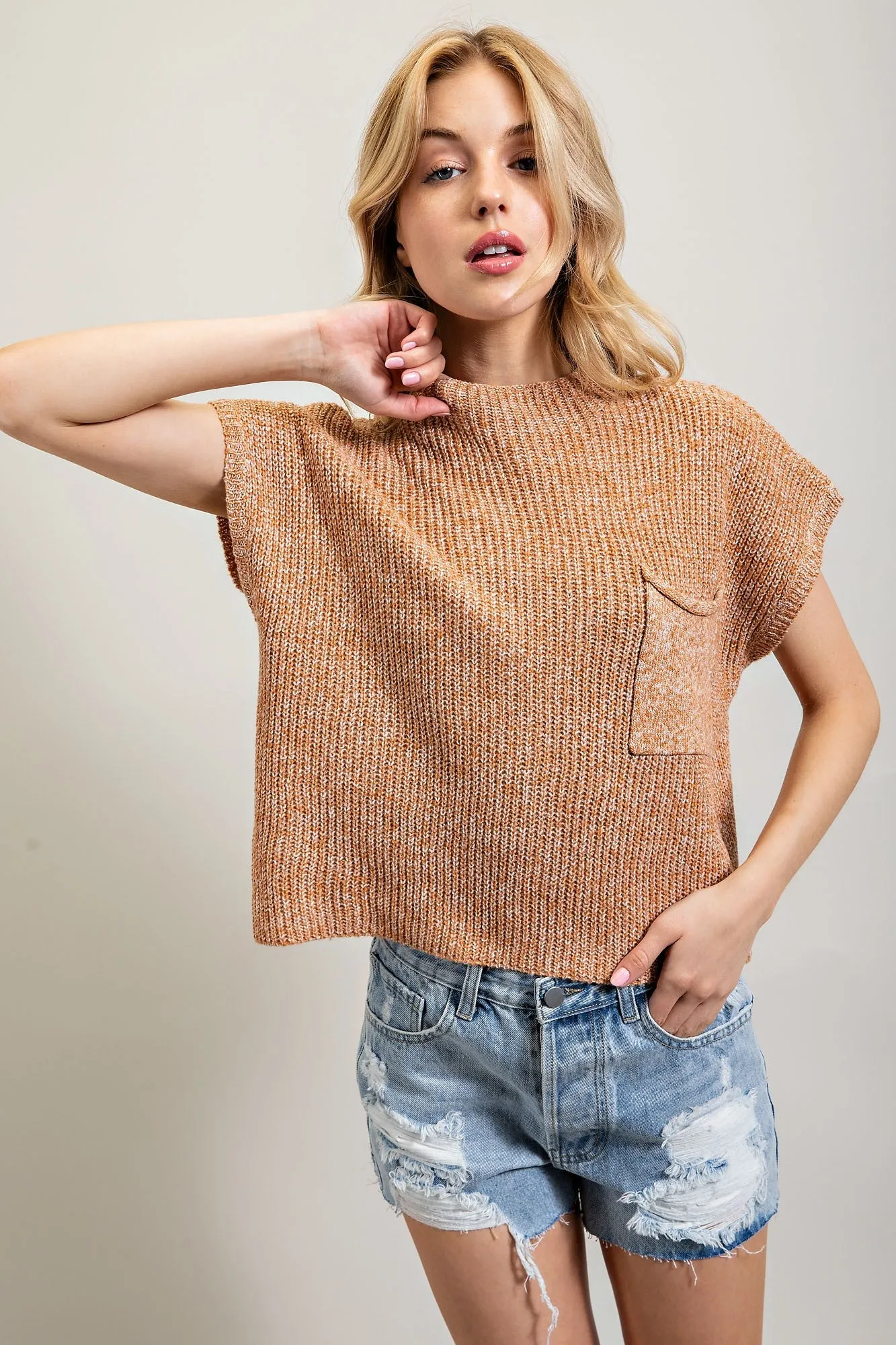 Leah | Drop Shoulder Rib Knit Sweater Top | Burnt Orange *FINAL SALE*