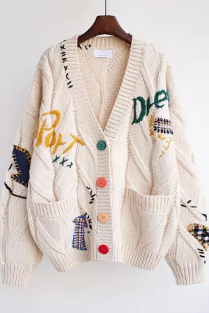 Loose Knitted Embroidered Sweater