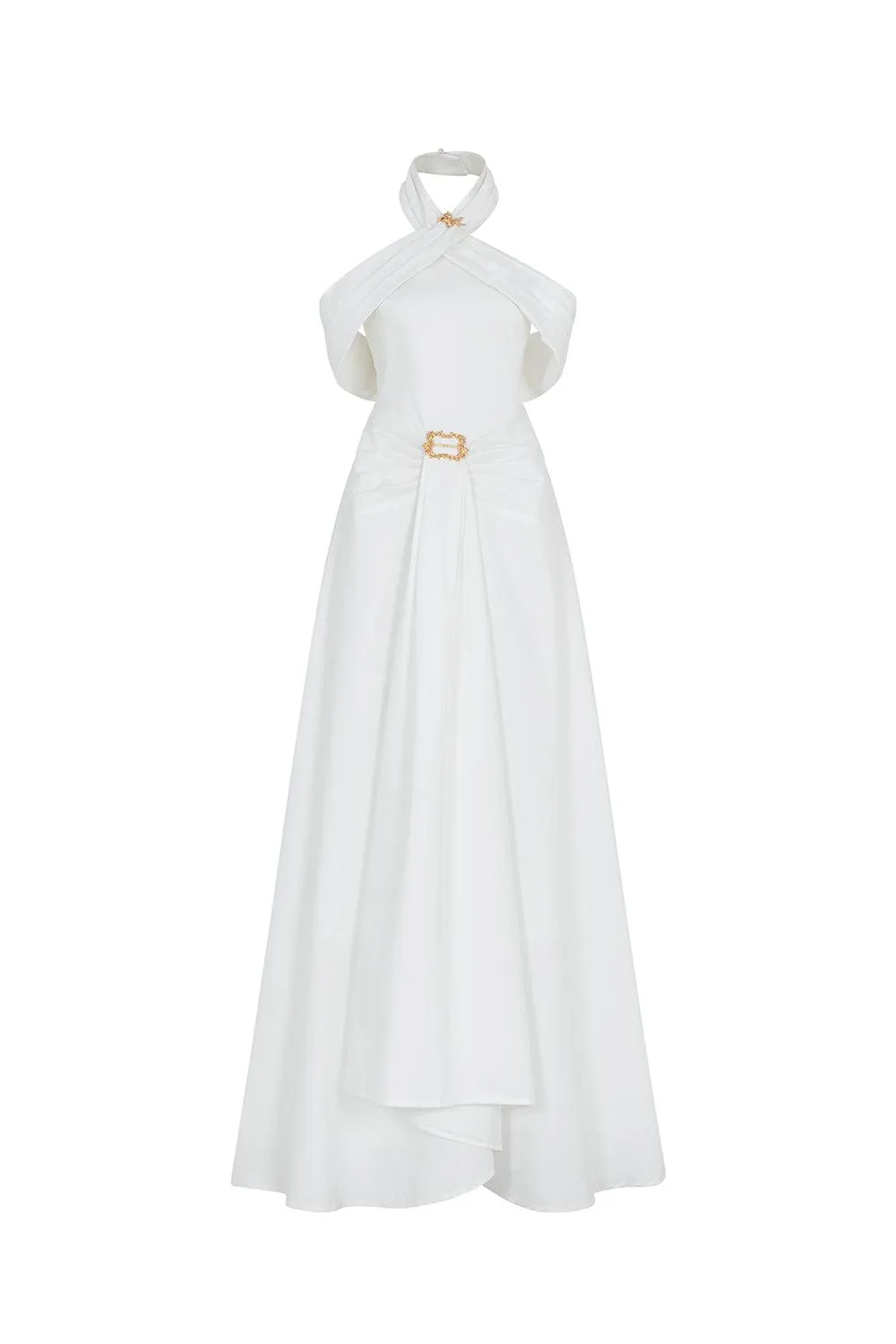 Memphis A-line Halter Neck Taffeta Floor Length Dress