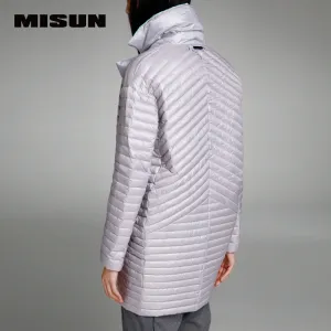 Misun2016 thin  down coat medium-long down female patchwork color block thermal jackt new arrival