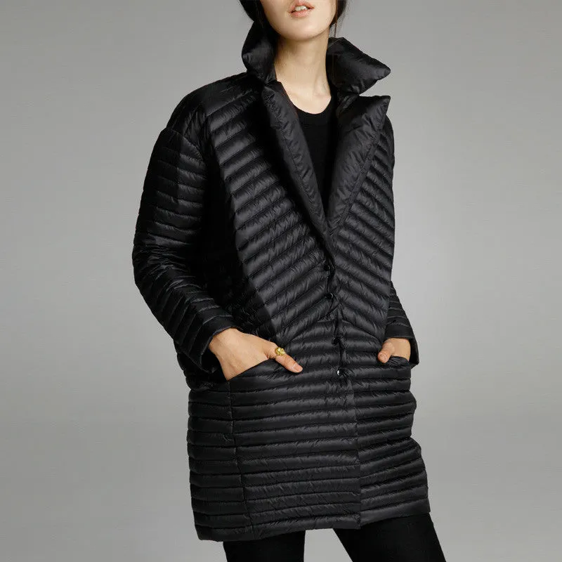 Misun2016 thin  down coat medium-long down female patchwork color block thermal jackt new arrival