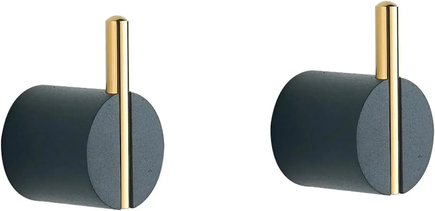 Modern Round Brass Metal Hooks, Single Organizer, Hat Rack, Towel Hook - Brass - Black